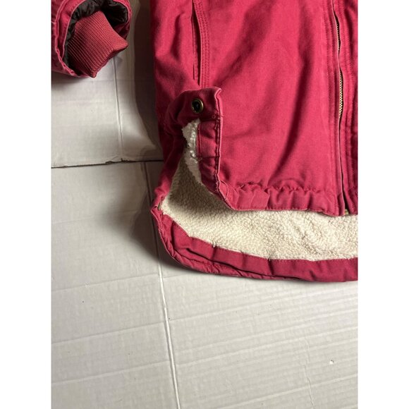C.E. Schmidt women’s pink Hooded Work Jacket L Sherpa Lined Cotton canvas coat - Picture 7 of 16